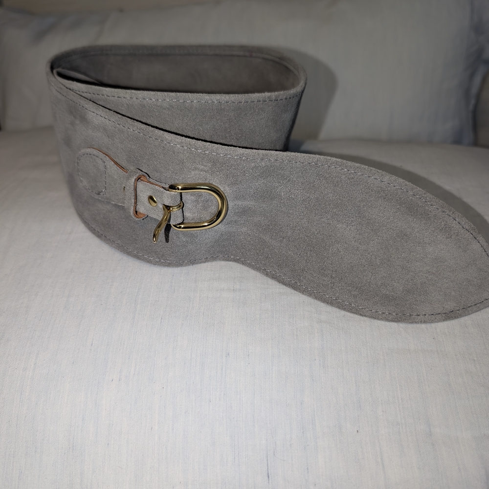 J. Crew Taupe Suede Belt with Brass Buckle